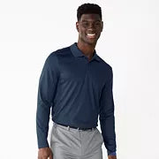 Men's Long Sleeve Polo Polyester Dress Shirt Navy Blue