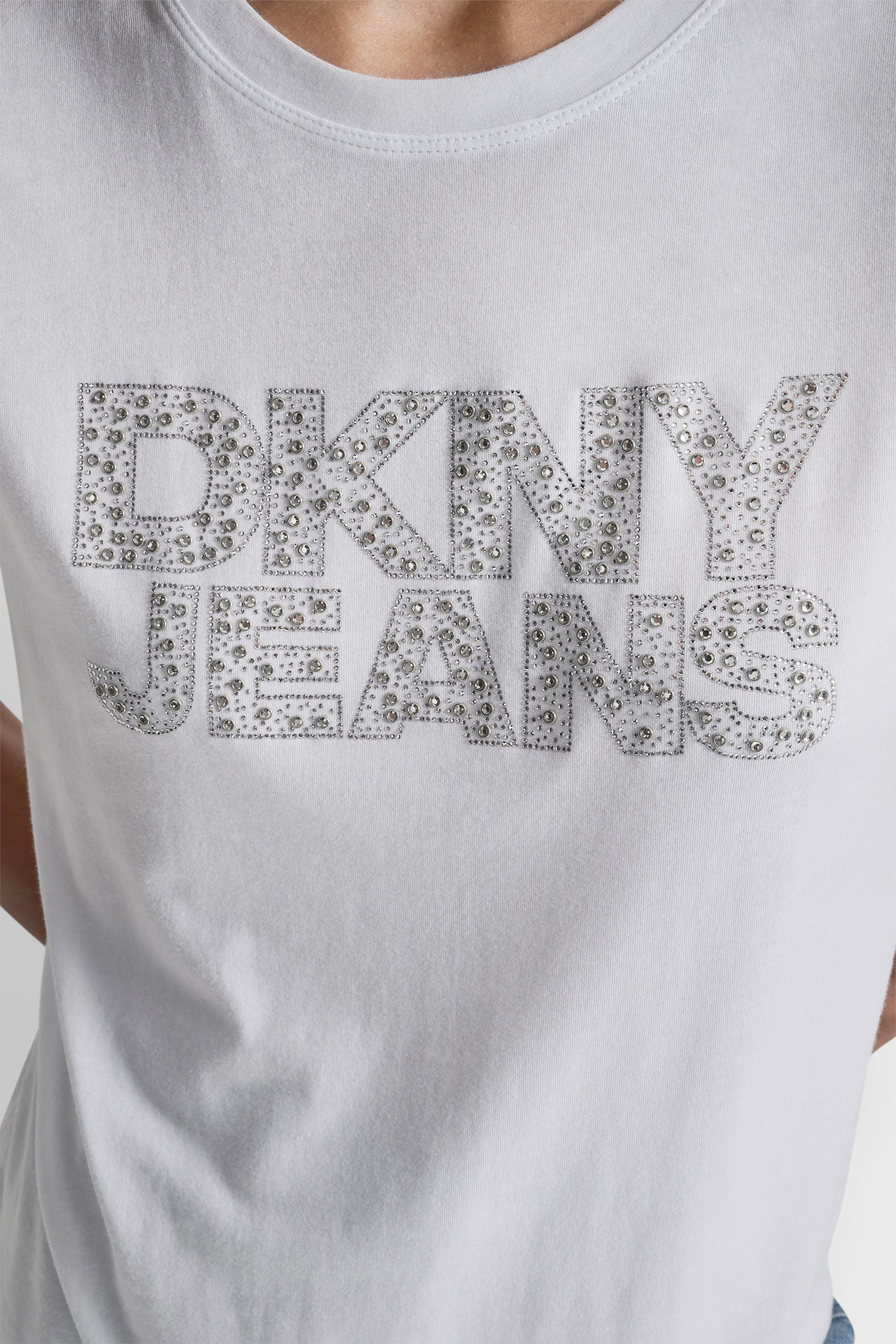 Women's DKNY JEANS Stacked Mini Rhinestone Logo Crew Neck Tee Shirt