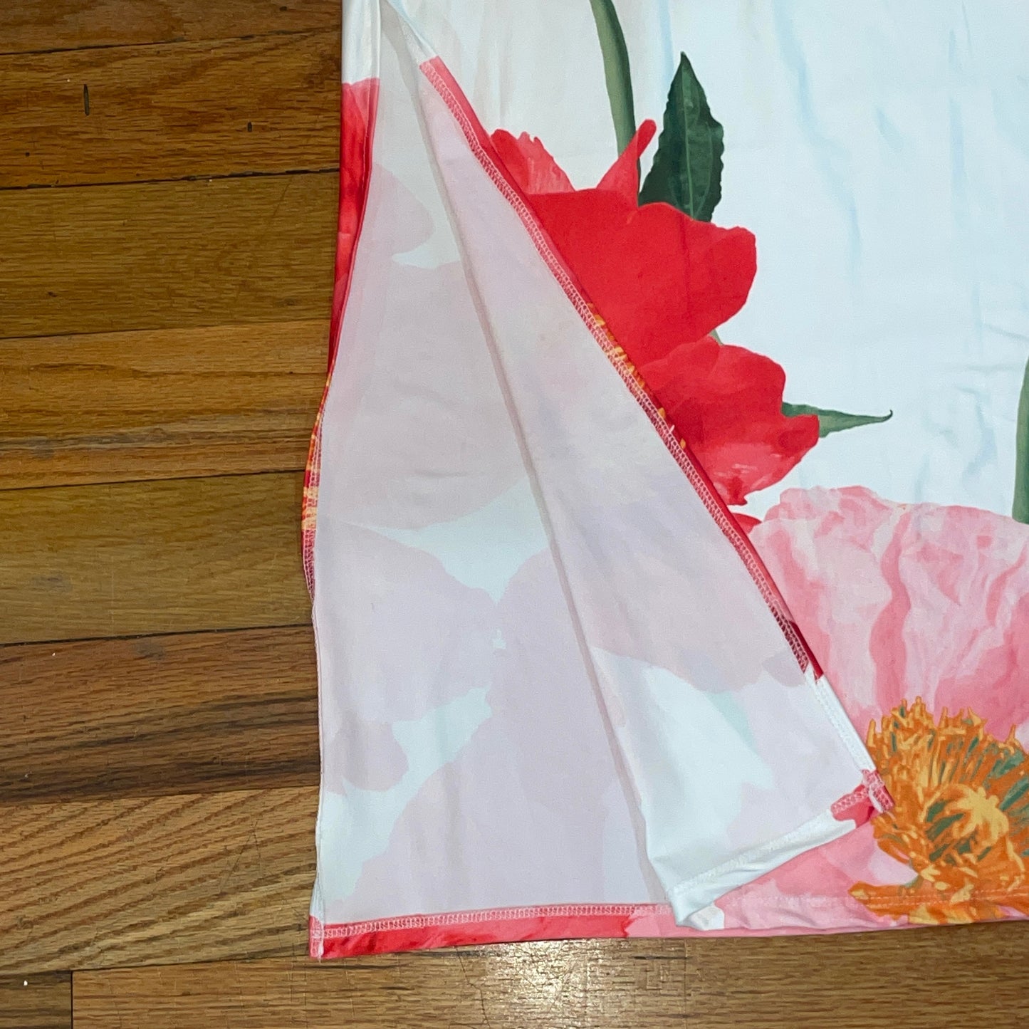 Women's Large Flower Poppies Slit Slide Midi Dress