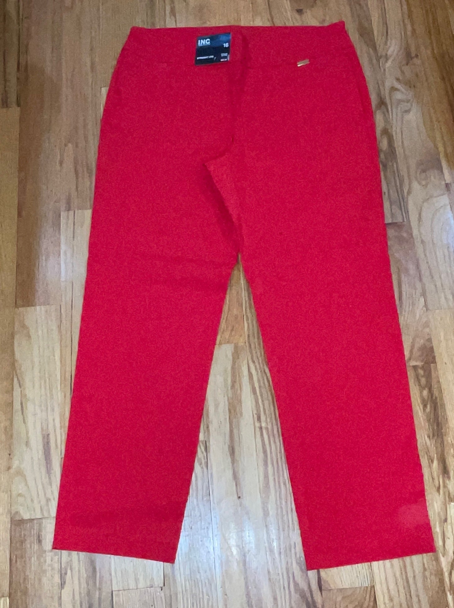 WOMEN's PLUS REG Size Mid-Rise Pull-On Straight-Leg Pants Red