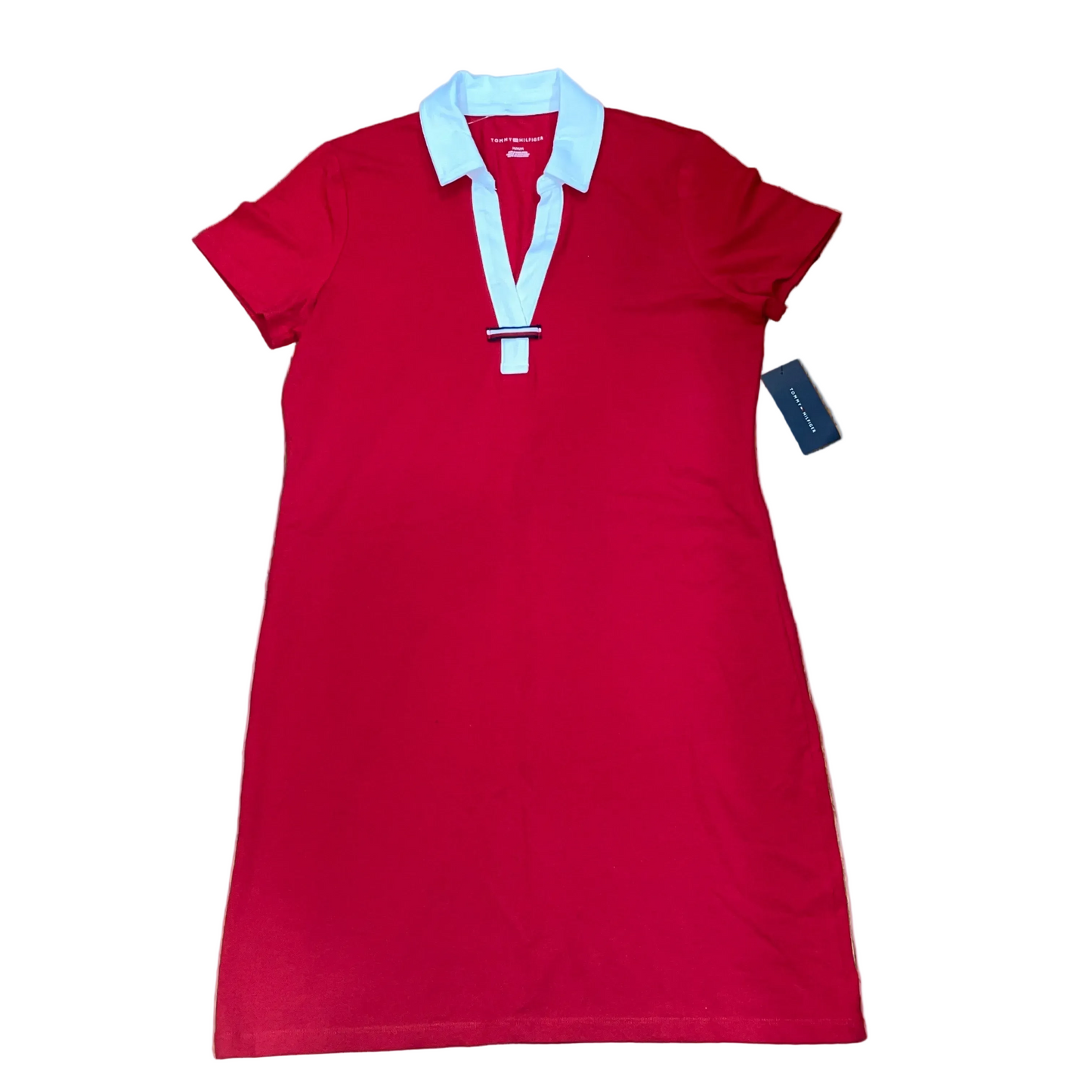 Women's Tommy Hilfiger Neck Chest Tag Logo short Polo Sleeve Shirt Dress