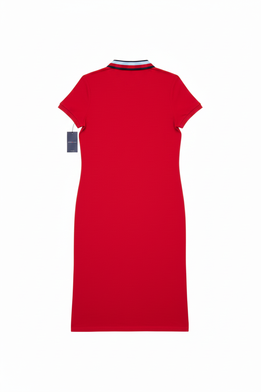 Women's Tommy Hilfiger Zip Front logo Midi Polo Sleeve Shirt Dress