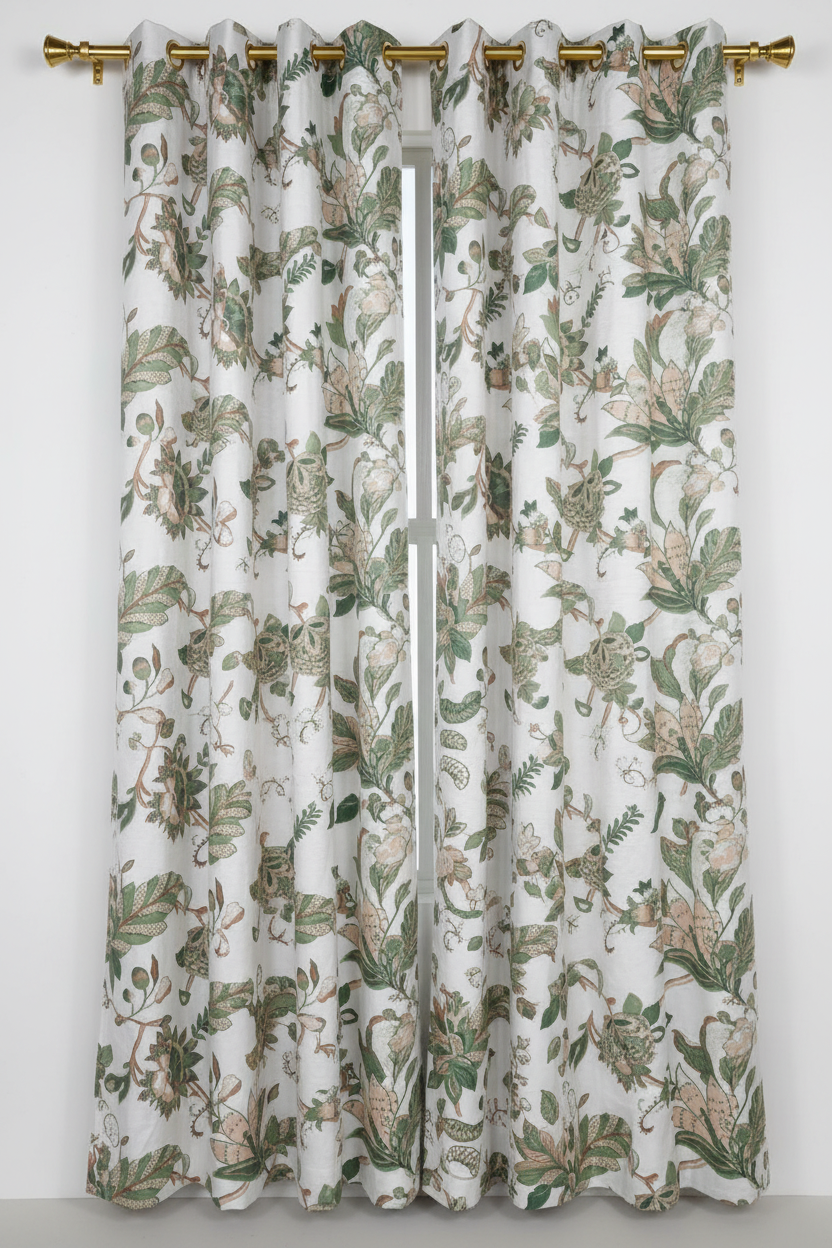 NEW HEATHER SAGE Jacquard patterned curtain drapes