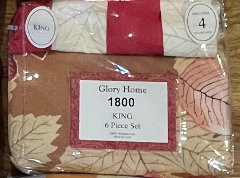 Luxury 6 piece Print Sheet Set Soft 1800 Fall Leaves KING