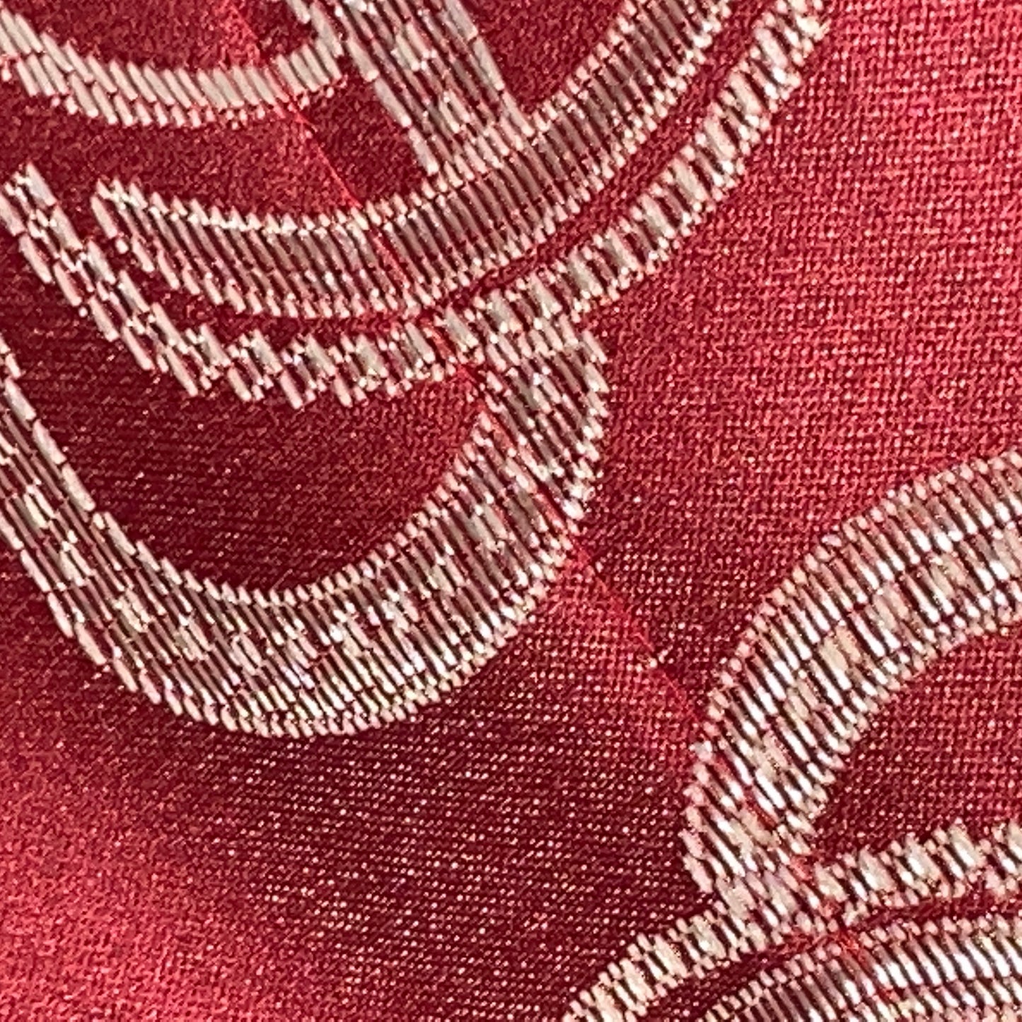 DANIELLE RED SCROLL Metallic Jacquard Print Grommet Panel Curtain