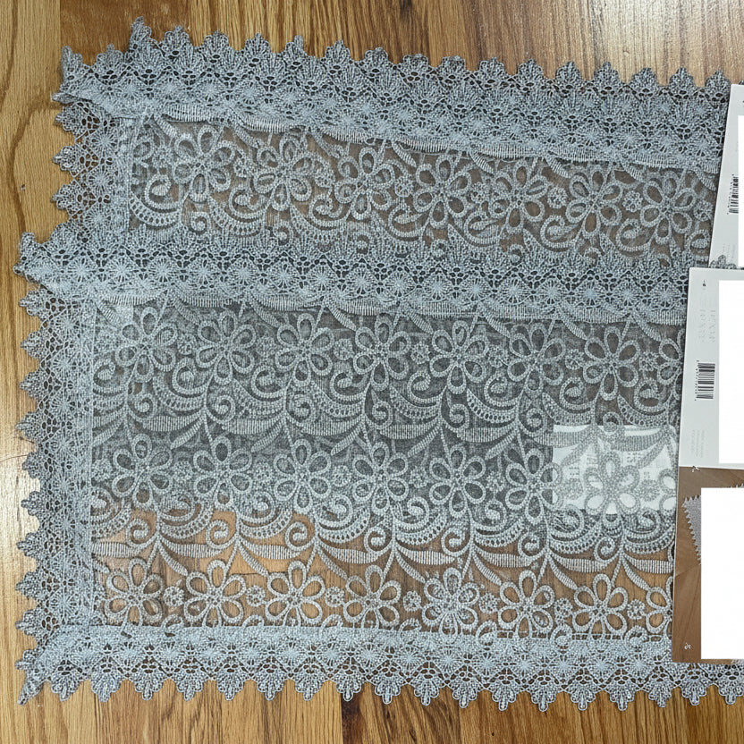 Embroidered floral design Table Runner Doilies SILVER
