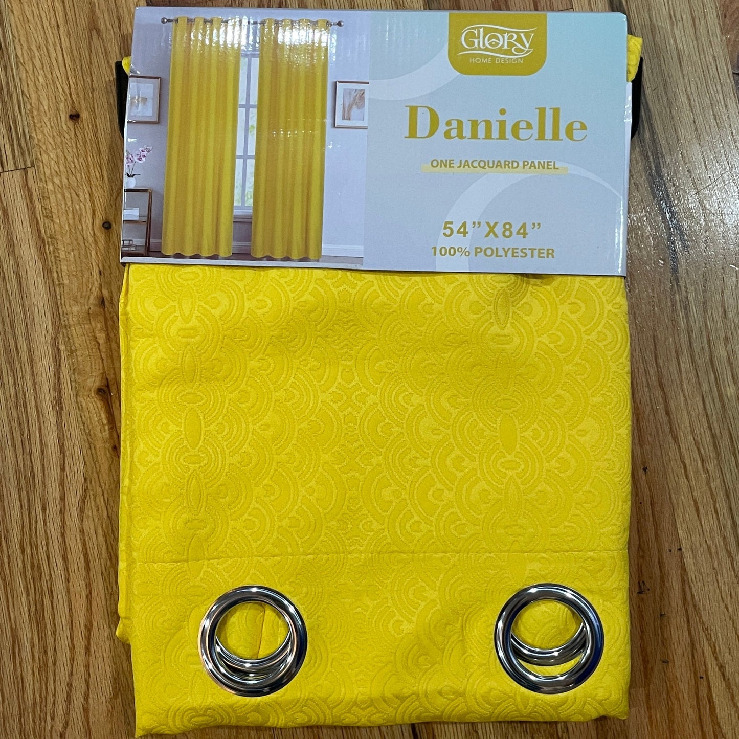 DANIELLE Pattern Panel Curtain Grommet Yellow Patterned Swirl
