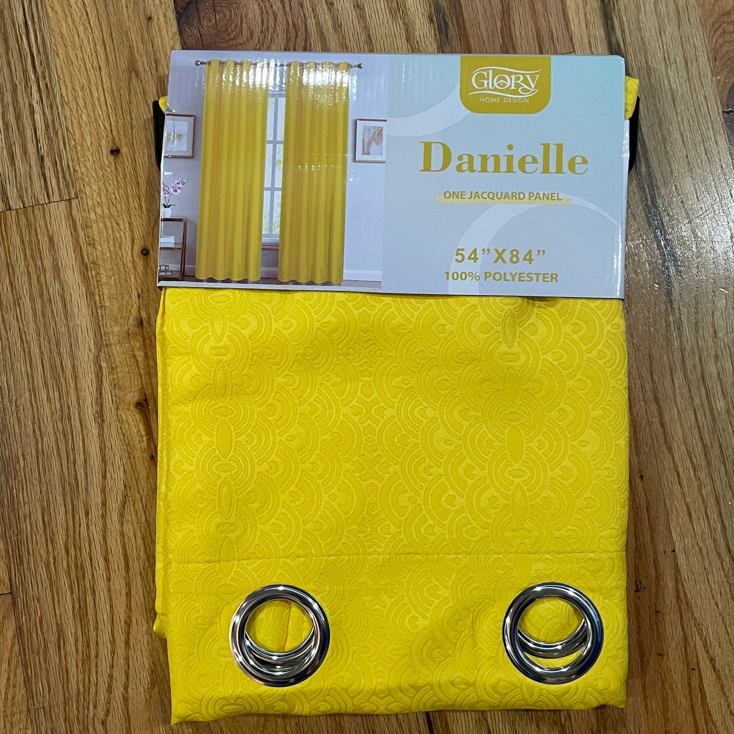 DANIELLE Pattern Panel Curtain Grommet Yellow Patterned Swirl