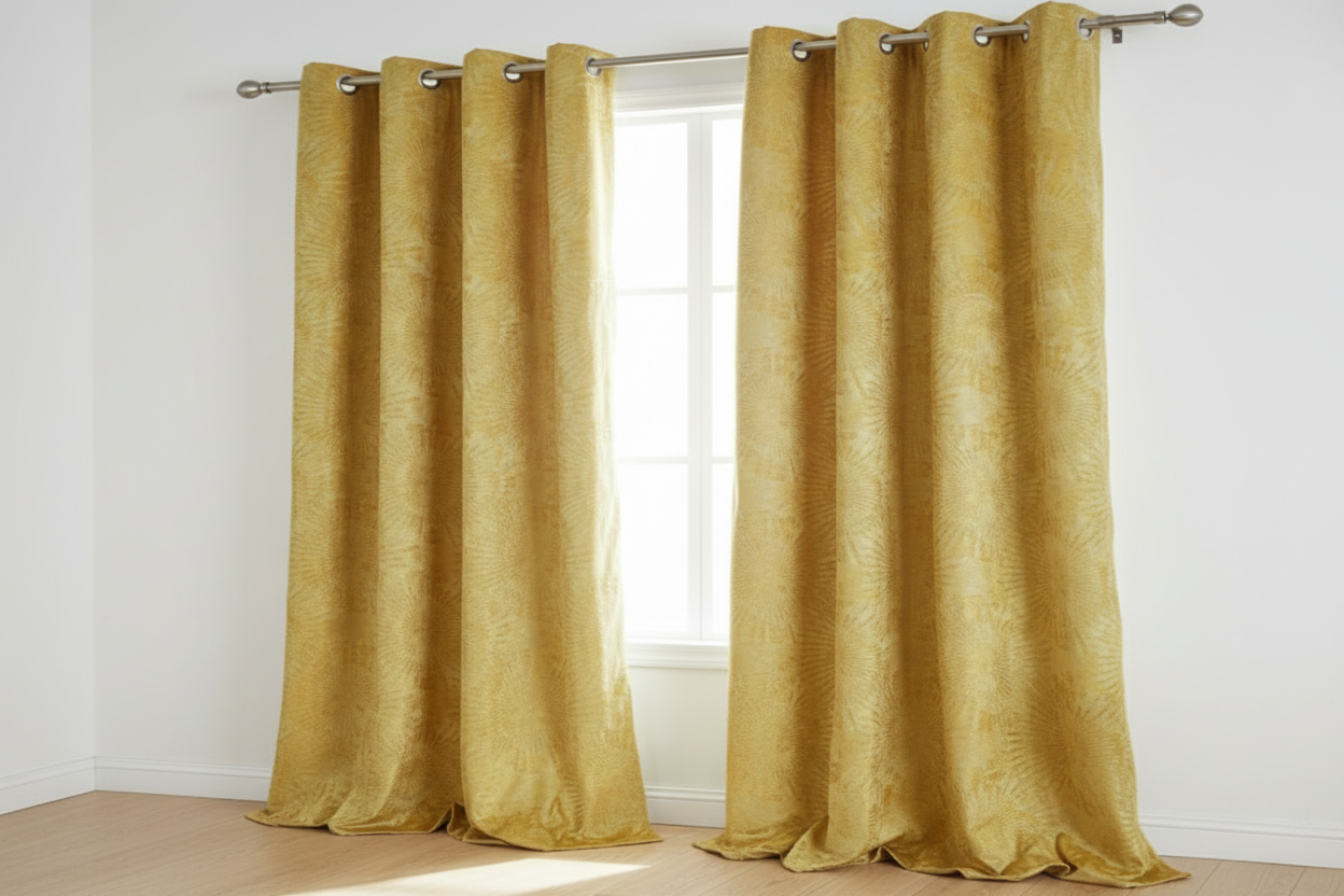 DANIELLE Sun Print Sunshine Golden Madallion Mid weight Panel Curtain 54 X 84