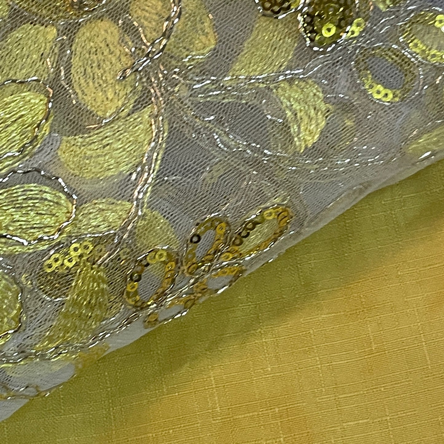 3 piece Kitchen curtain Flower Sequin Stitch Stitch JAMILA Yellow