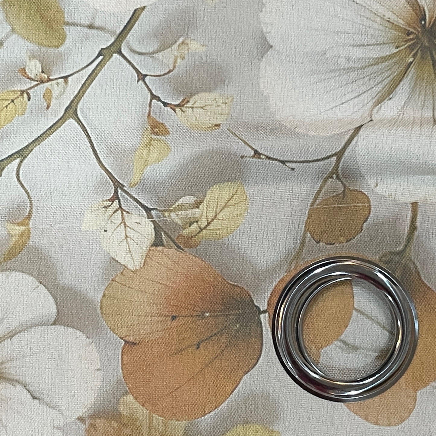 HEATHER BOTANICAL LEAF RUST Printed Grommet Panel Curtain