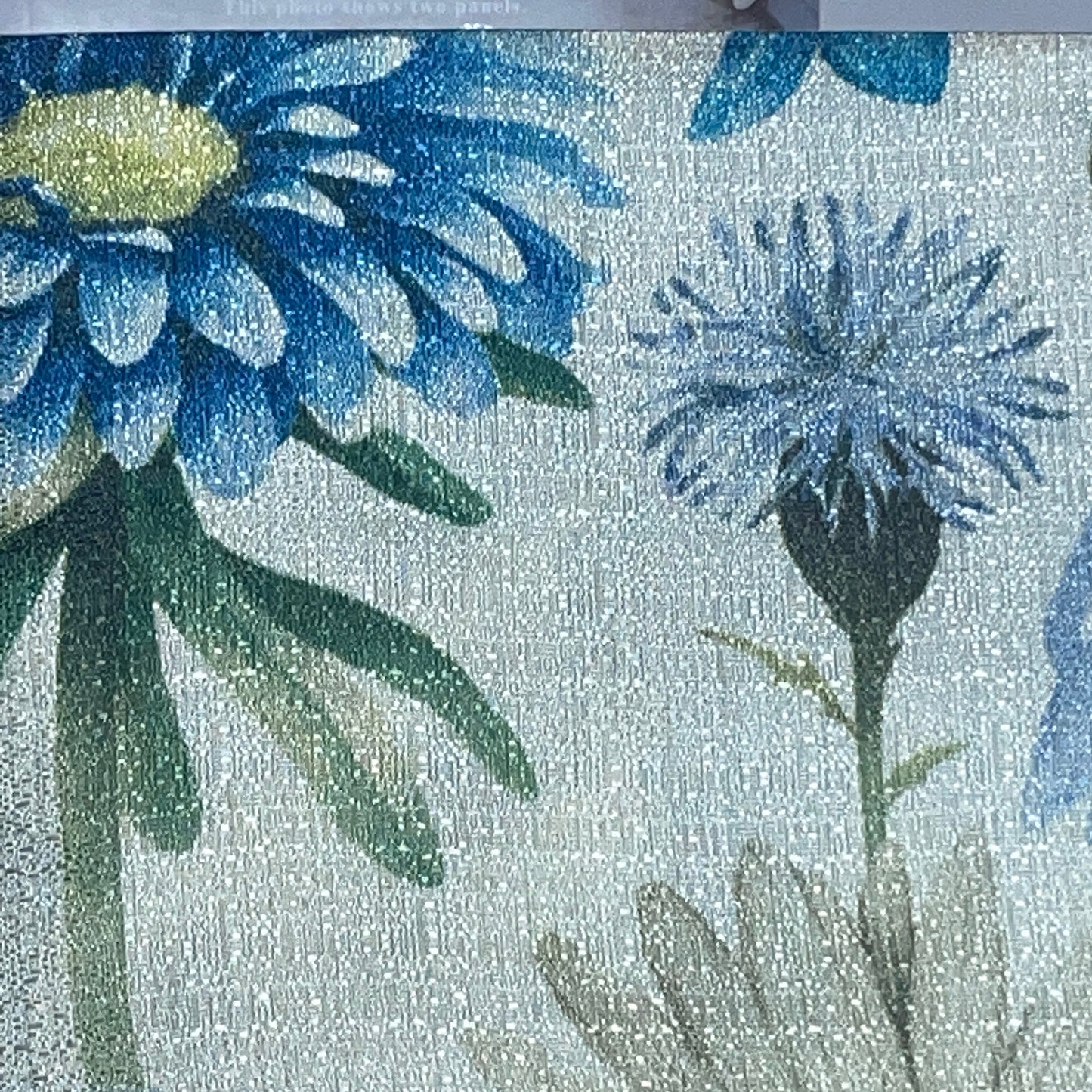 ELIZA Crepe Pattern Panel Curtain w attached lace valance BLUE