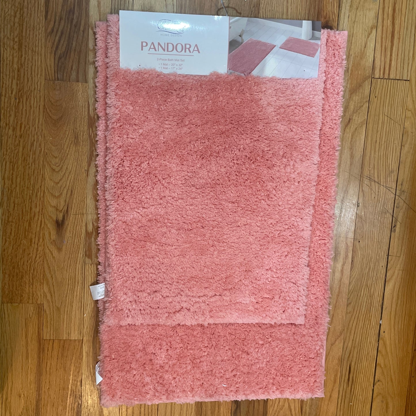 PANDORA Square Soft 2 piece bathroom Mats Rug set CORAL