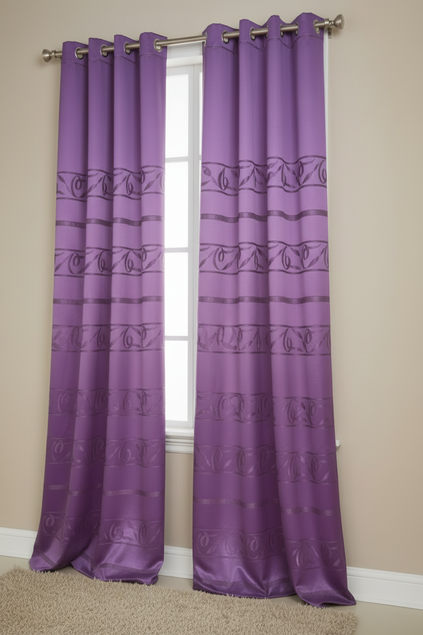 DANIELLE Pattern Panel Curtain Grommet Shimmer Patterned Purple