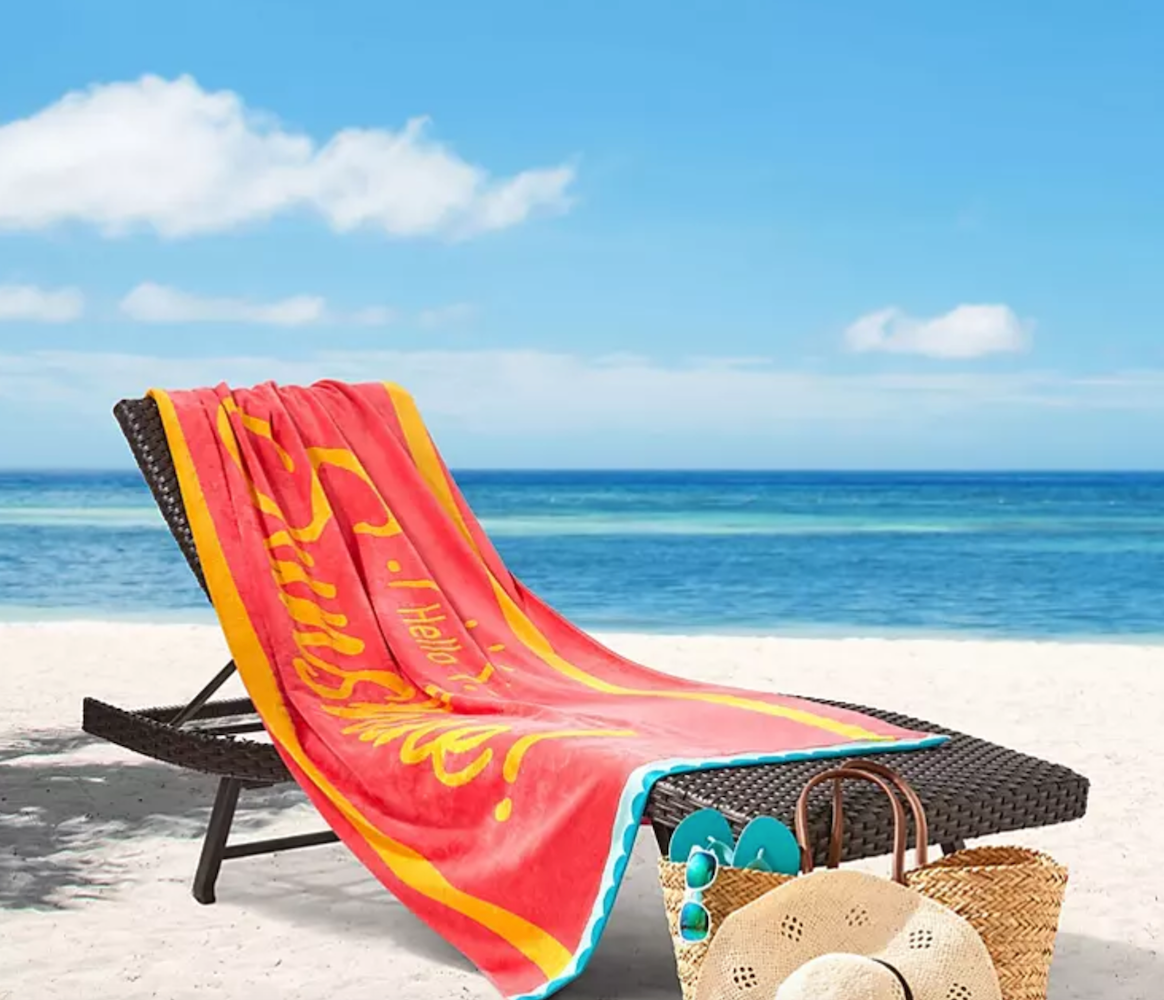 Bright & Colorful 40" W x 72" XL Oversized REVERSIBLE Large Towel Bath Sheets Beach Sunshine Text