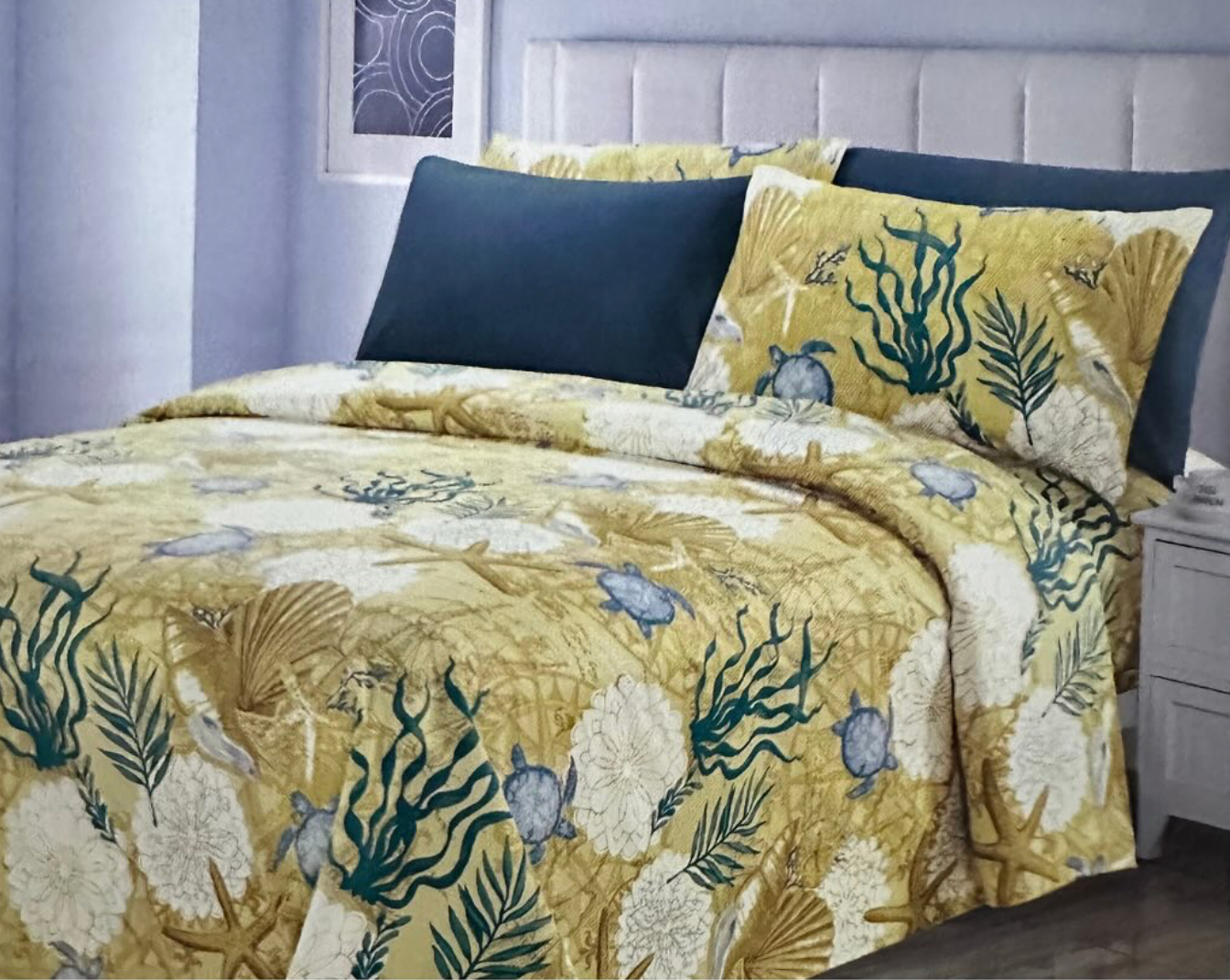 Luxury 6 piece Sheet Set Soft 1800 Print Tan Leaf QUEEN