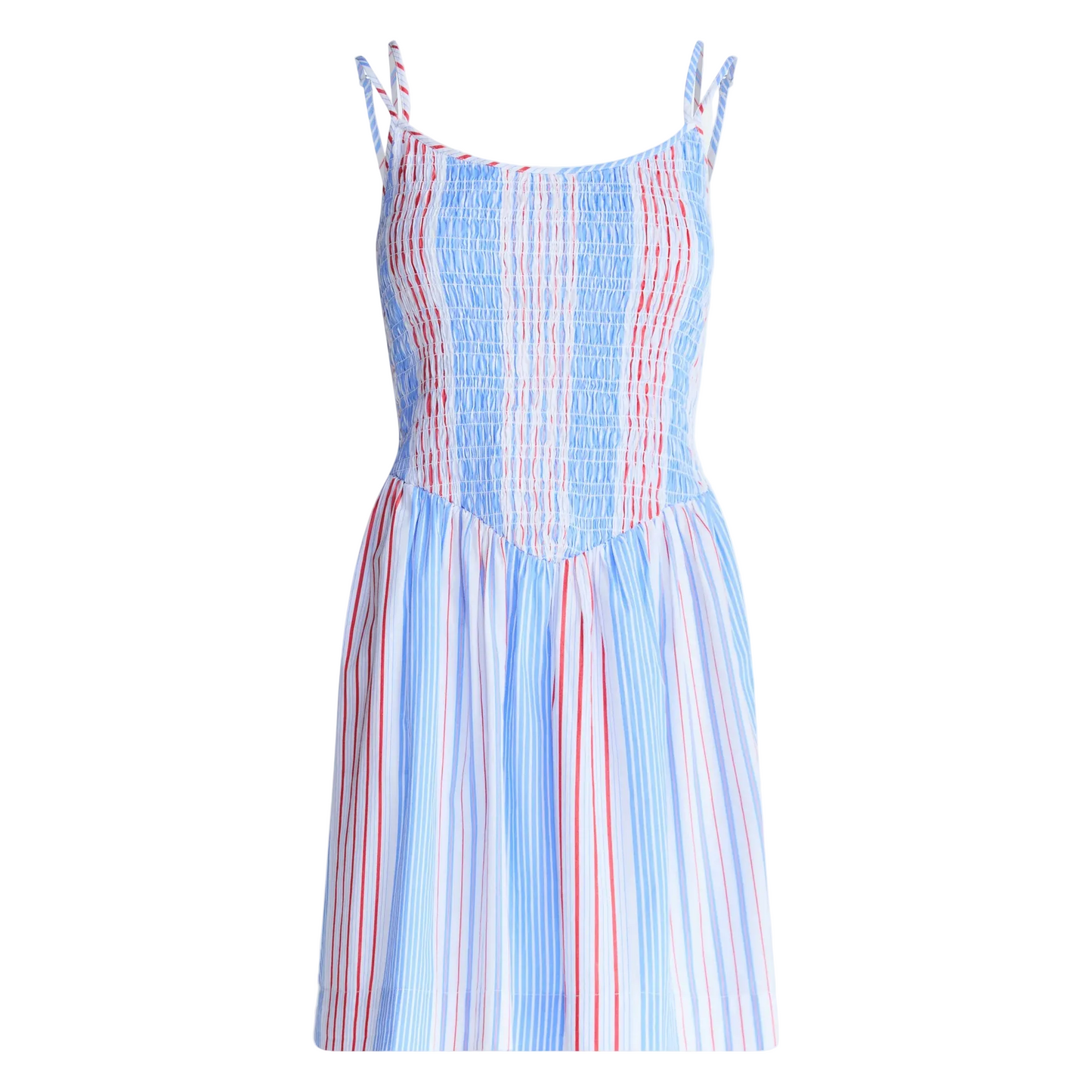 Women's Sleeveless Smocked Cotton Mini Dress with Open Tie Back