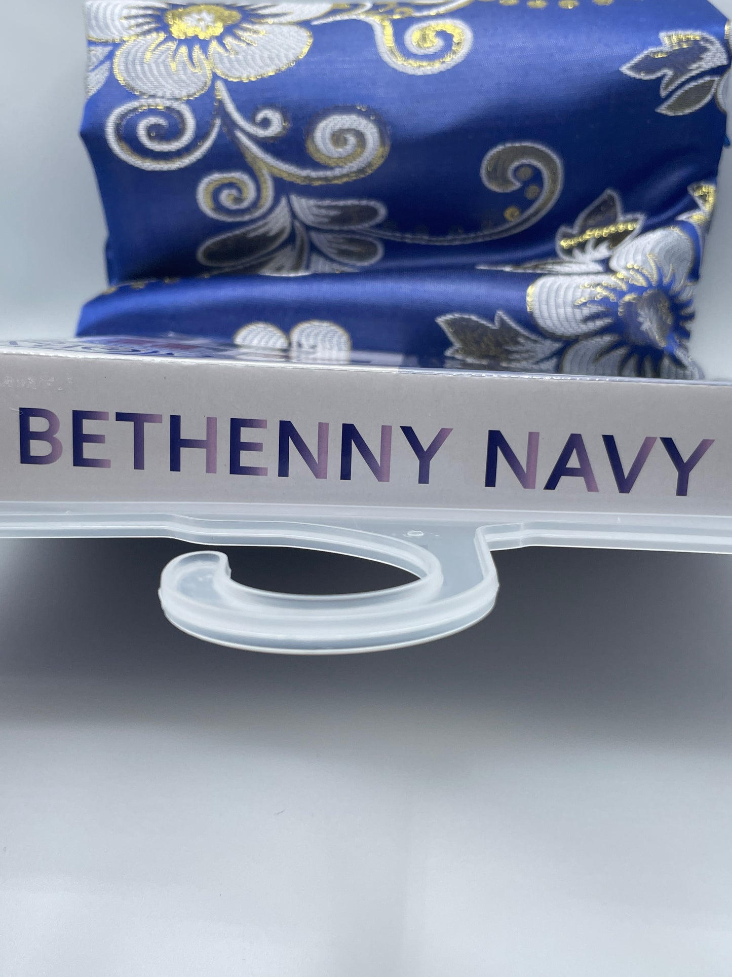 BETHENNY ROYAL BLUE Jacquard Curtain Panel with attached Valance Tassel