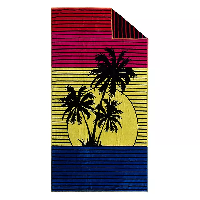 Bright & Colorful 40" W x 72" XL Oversized REVERSIBLE EXTRA-LARGE Towel Bath Sheets Beach Palm
