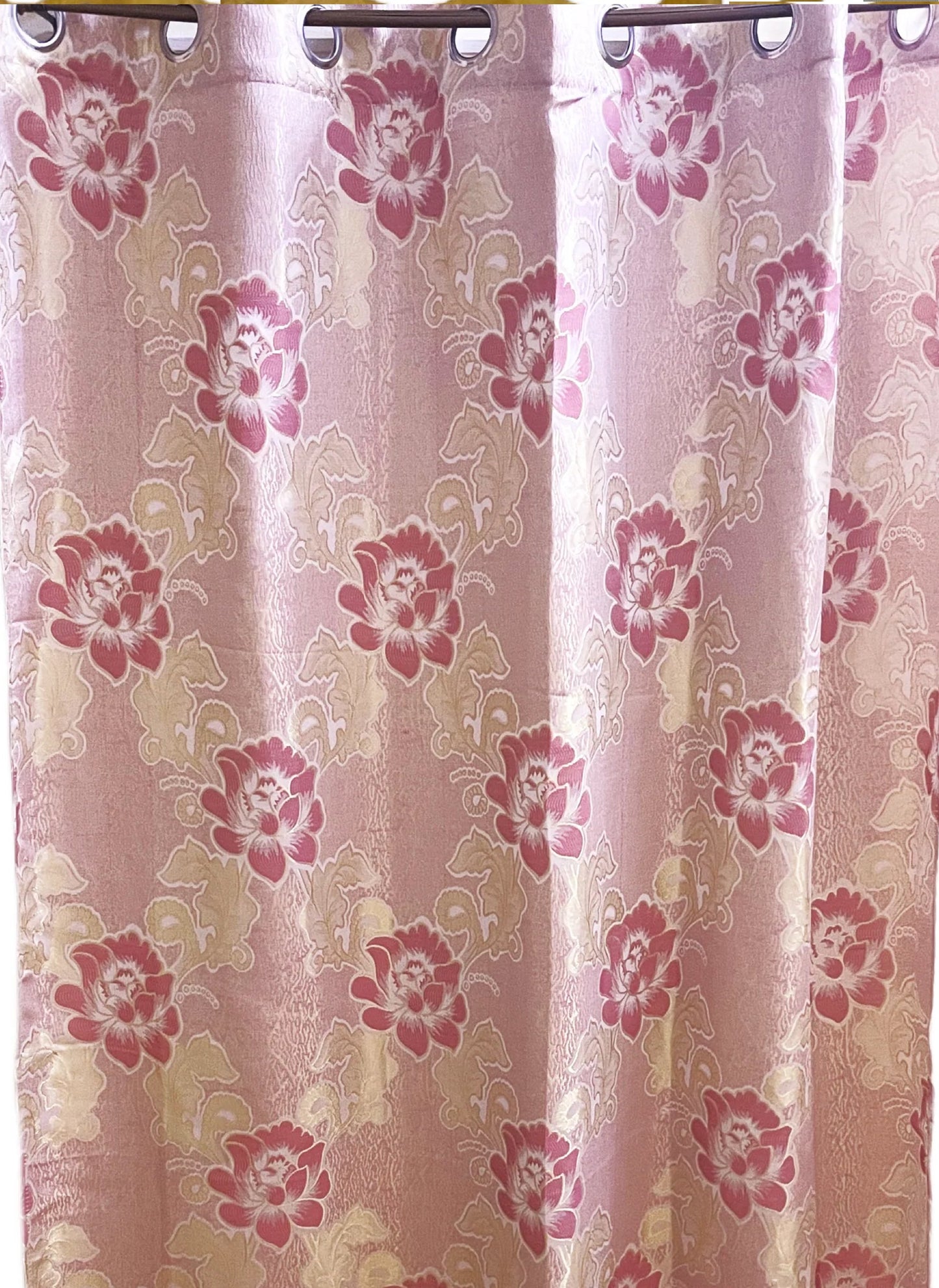 DANIELLE Big PrintFloral Pattern Panel Curtain with 8 grommets Pink Shimmer Flower