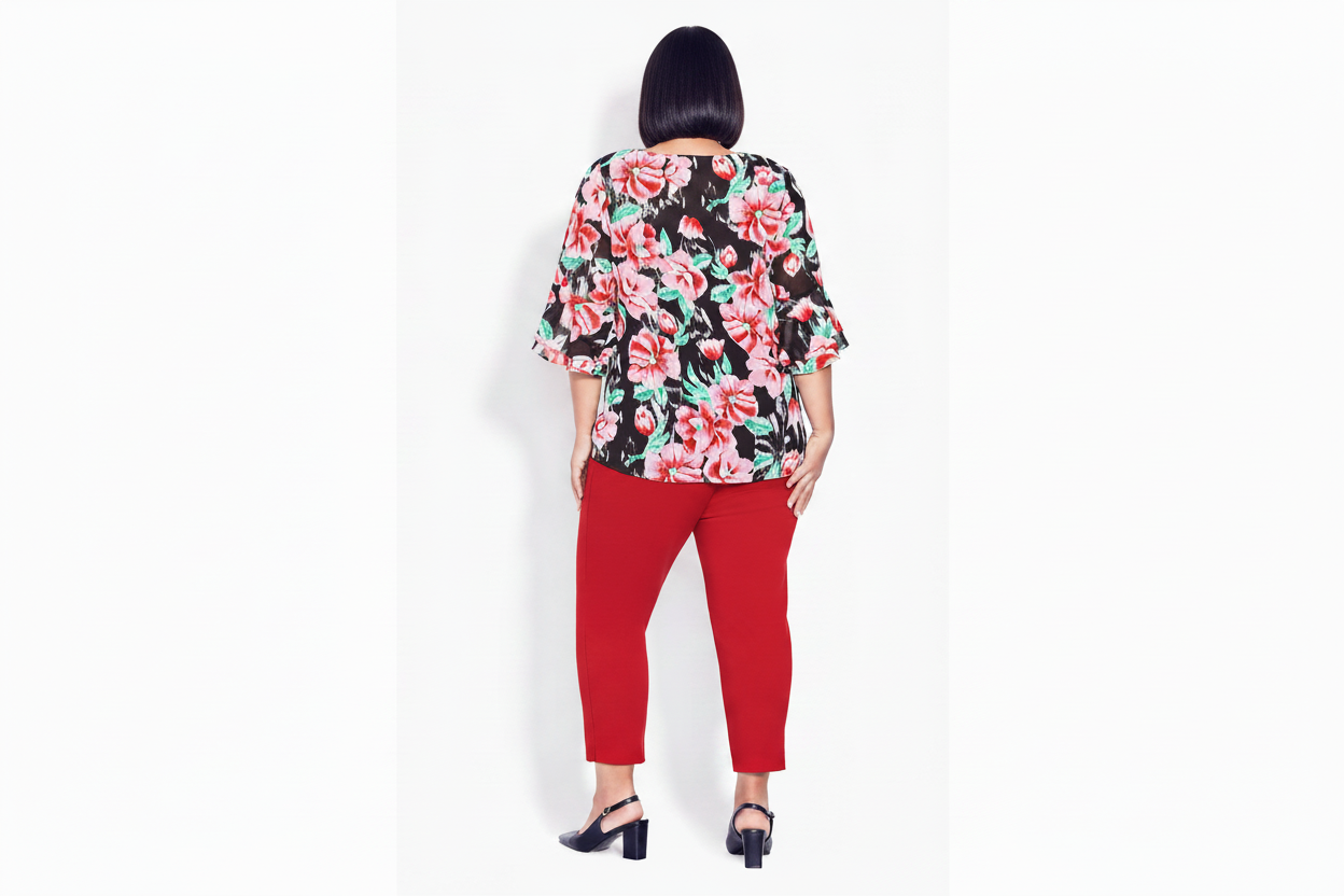PLUS SIZE 2 piece set Women's Alex Double Flutter Top Blouse Shirt Colorful