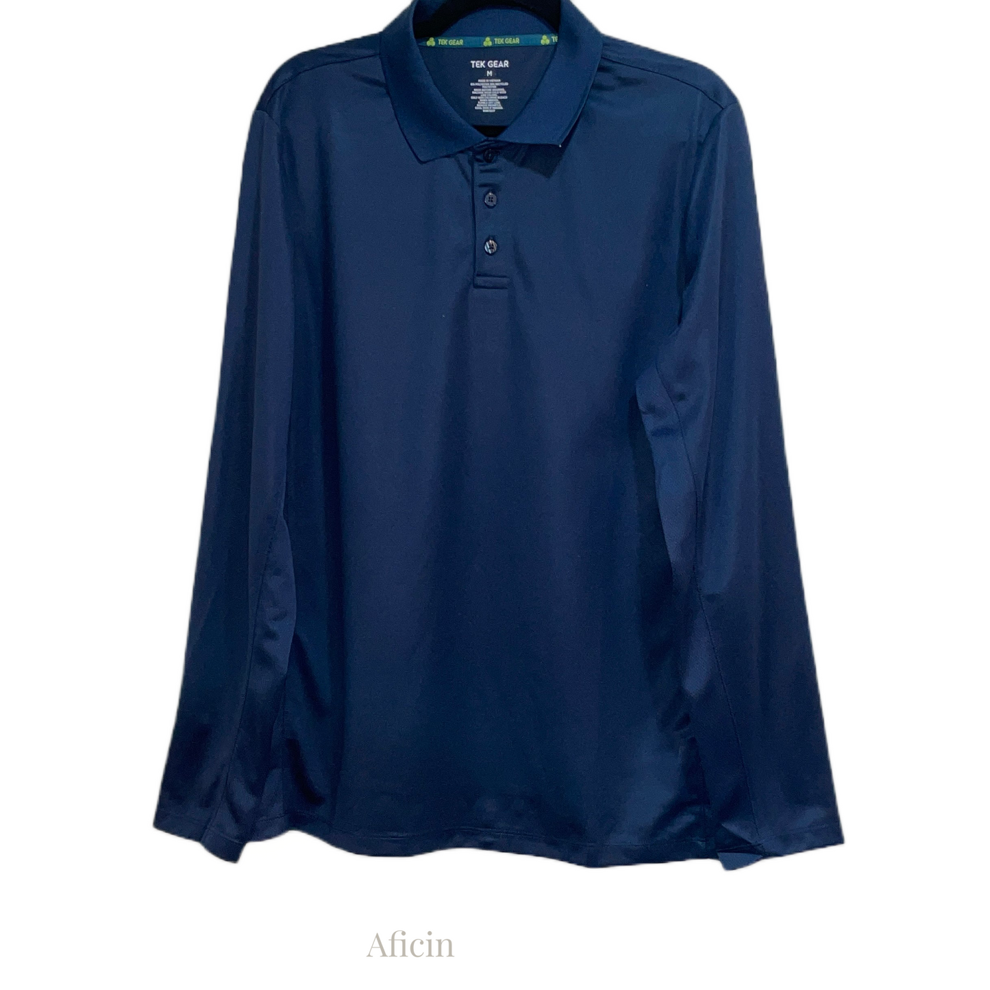 Men's Long Sleeve Polo Polyester Dress Shirt Navy Blue