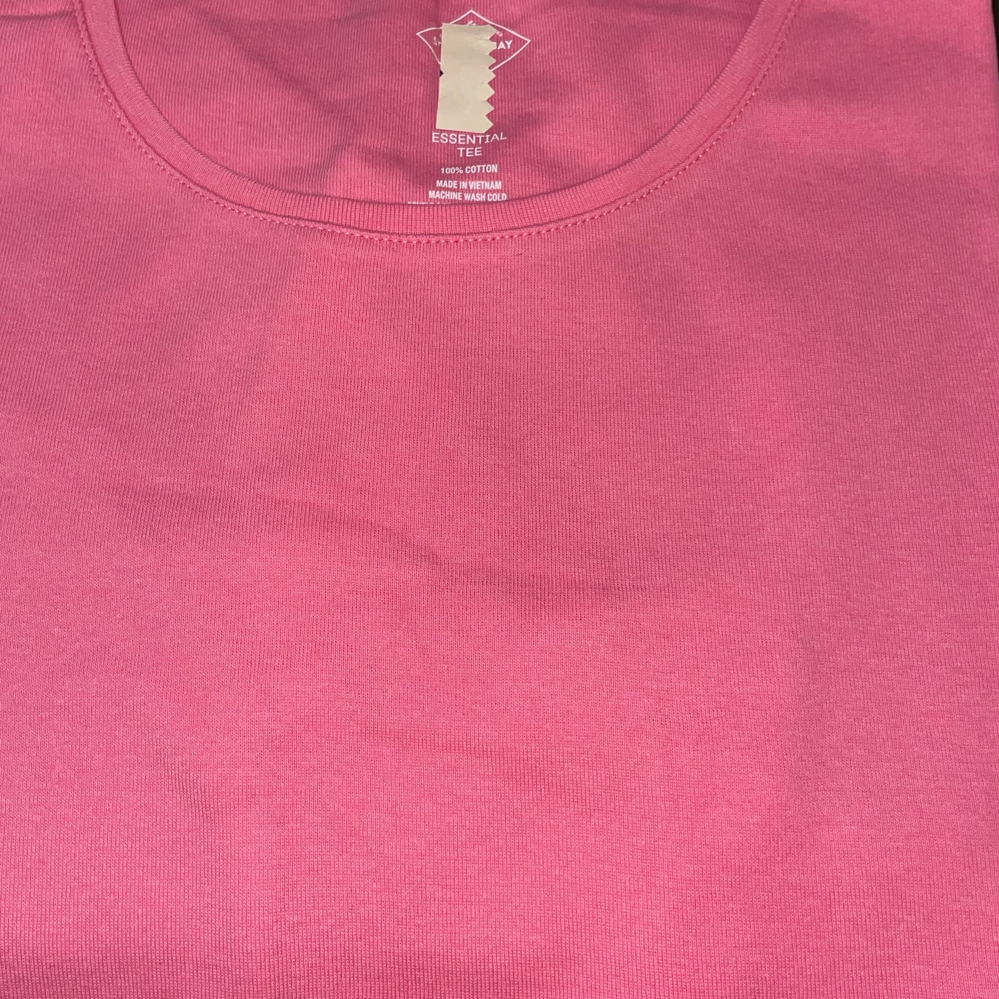 Women's Crew Neck 100% Short Sleeve T-Shirt Pink