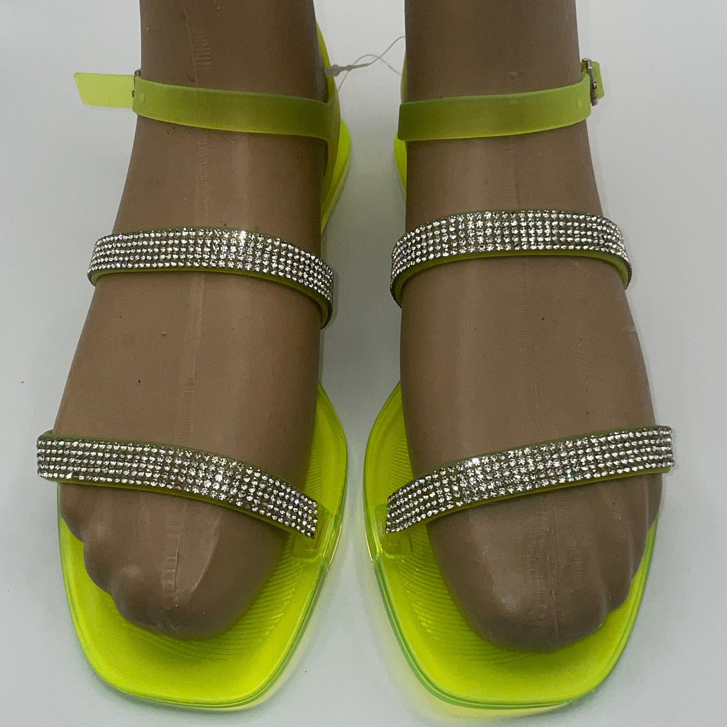 Women's Rhinestone flat Jelly Sandals Shoe LIME