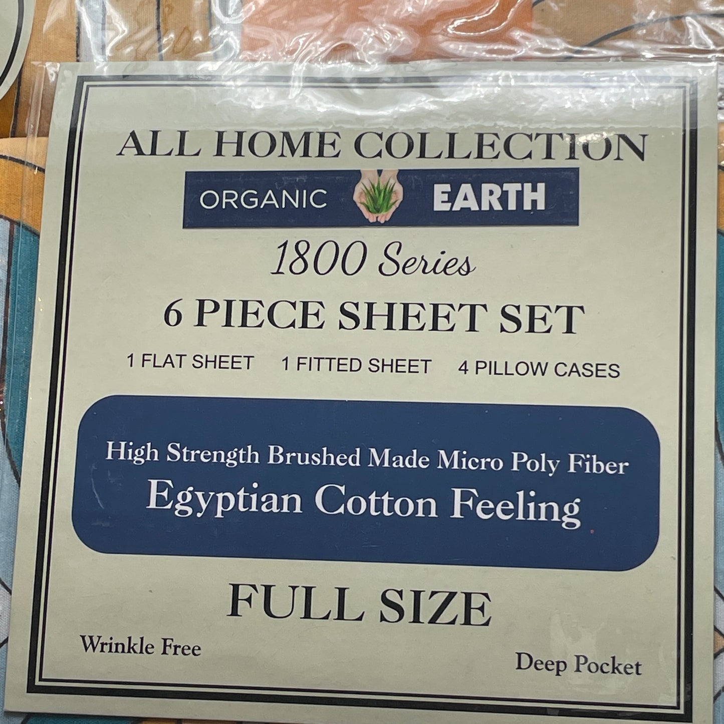 Luxury Organic 6 piece Print Sheet Set Soft 1800 Pumpkin Teal Stripe FULL