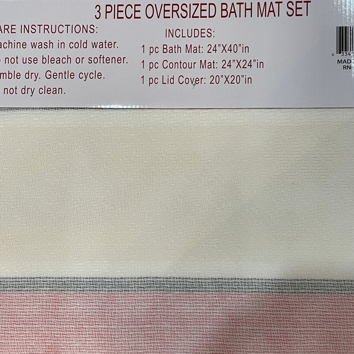 Oversized Soft. 3 piece bathroom Mats Rug set Red