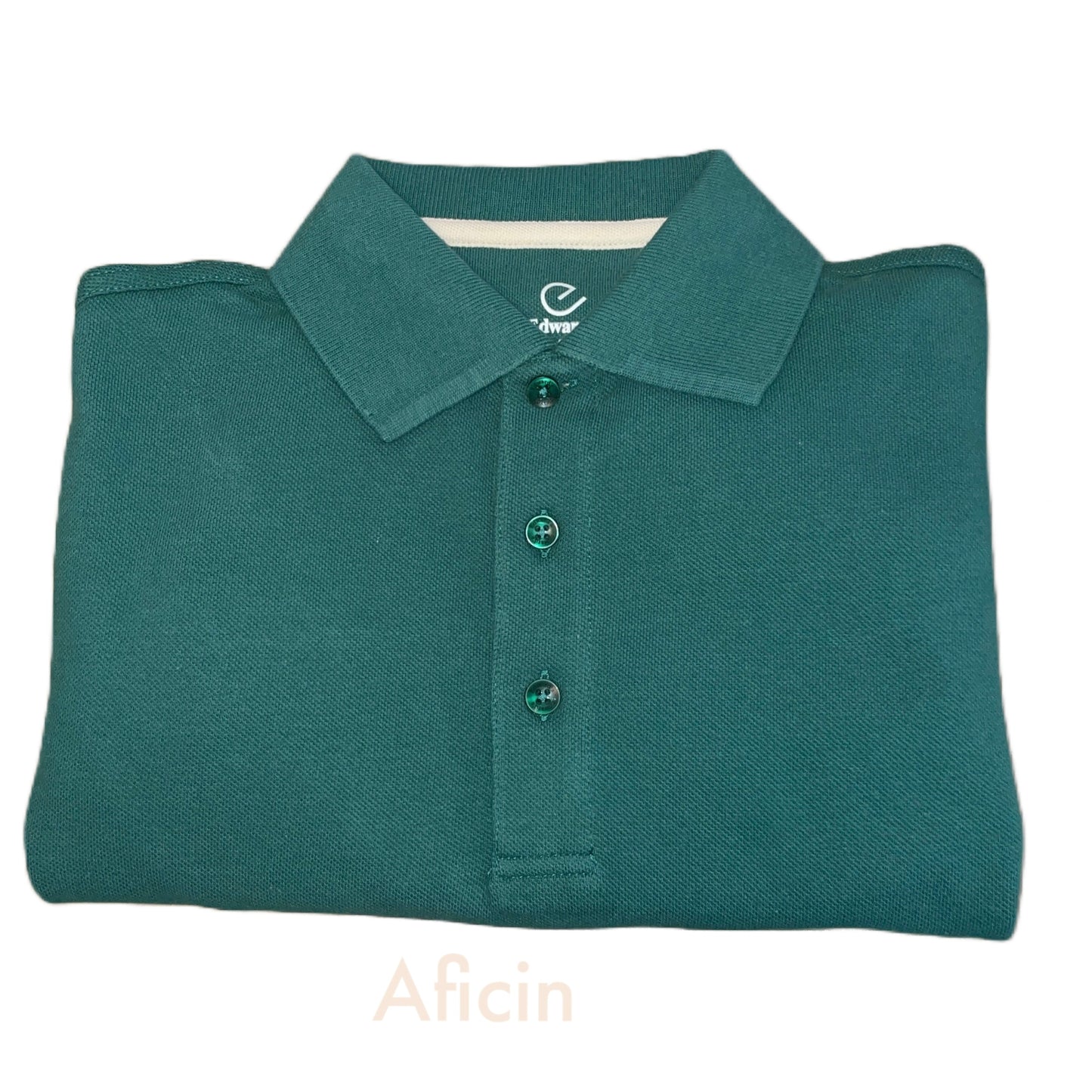 Men's thick 100% Cotton Long Sleeve Polo Shirt Green