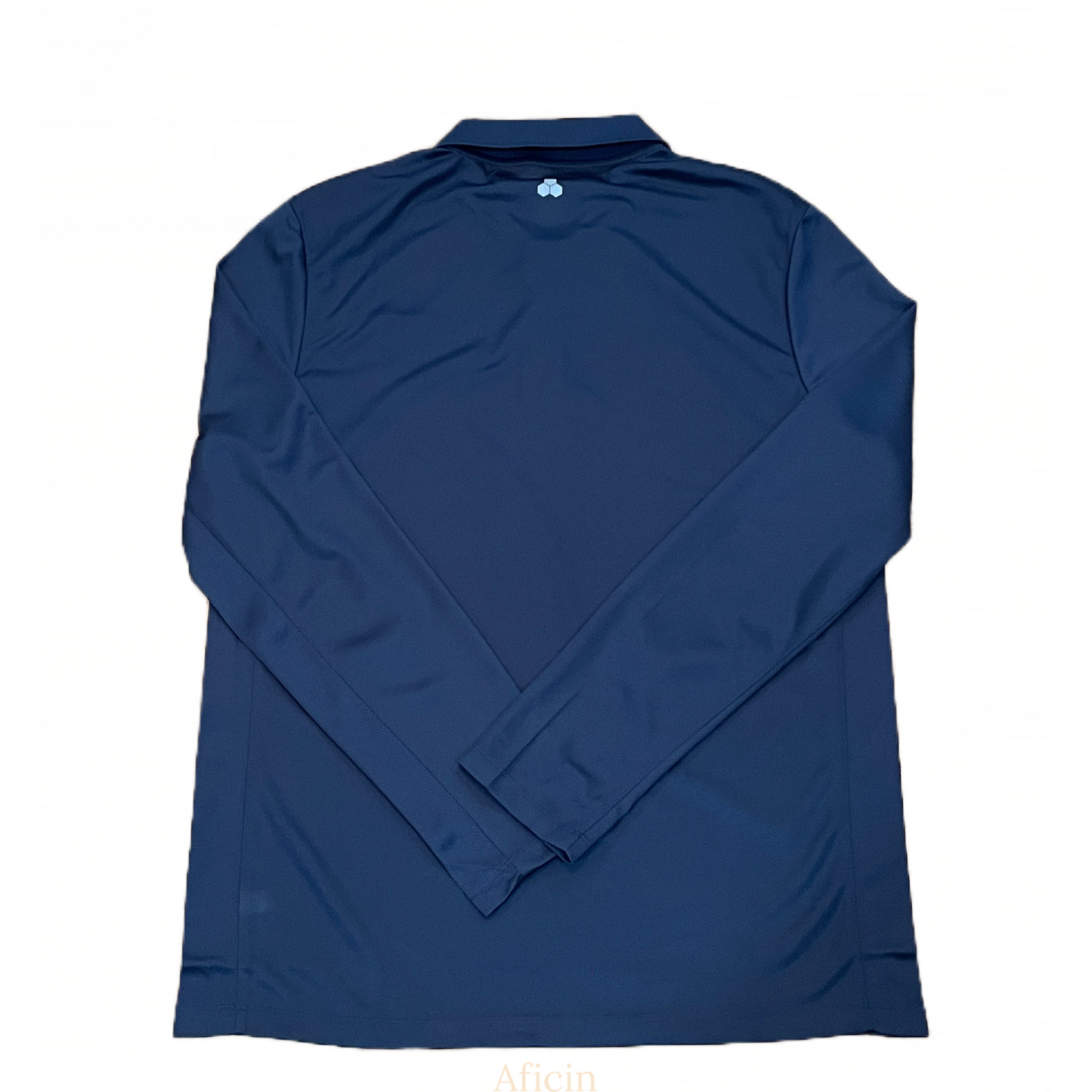 Men's Long Sleeve Polo Polyester Dress Shirt Navy Blue