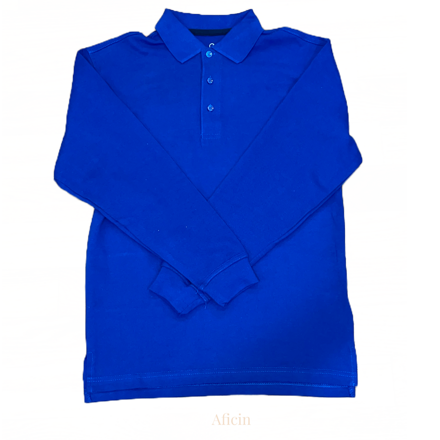 Men's 100% Cotton Long Sleeve Polo Shirt Royal Blue