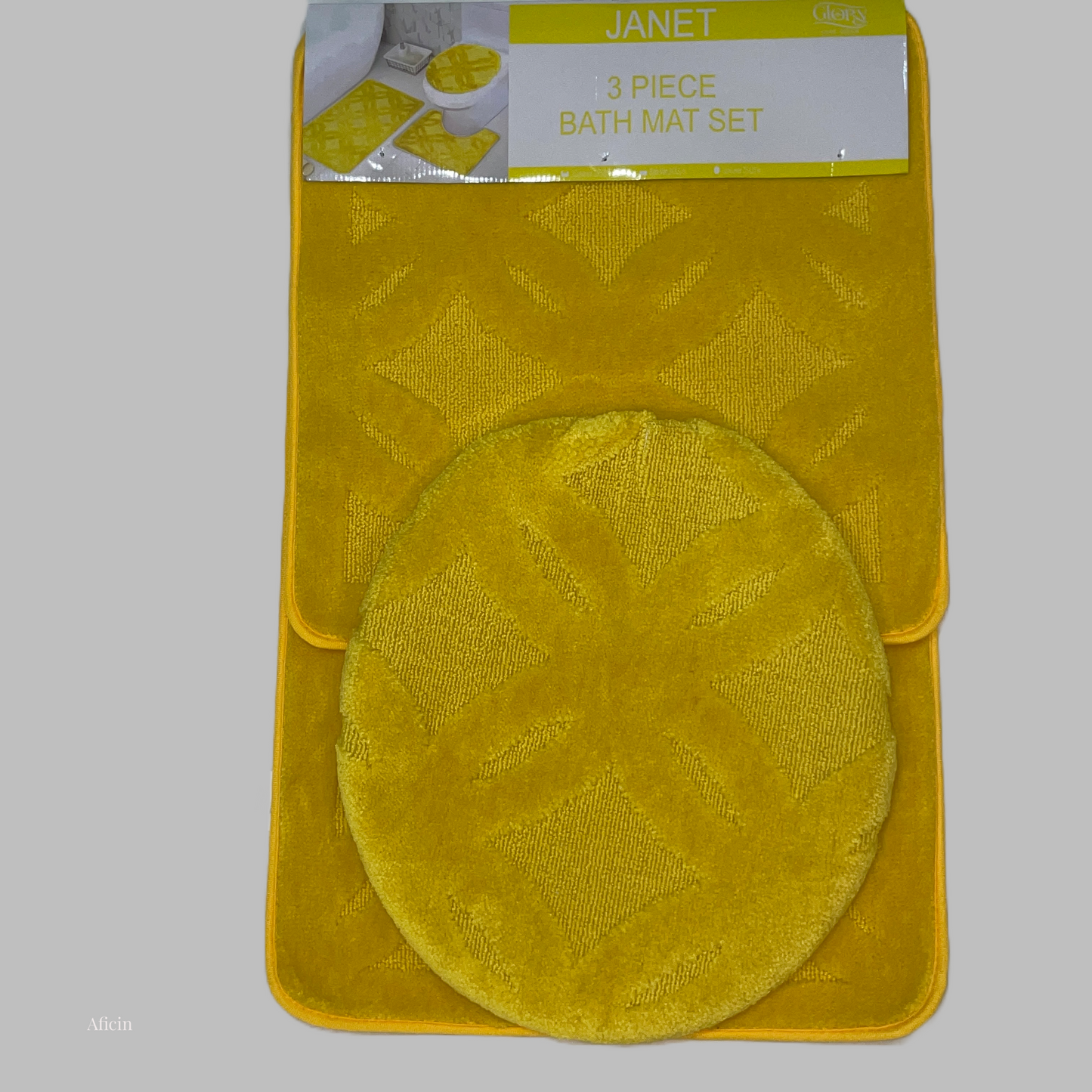 Soft 3 piece bathroom Mats Rug set Yellow