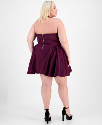 B Darlin Trendy Plus Size A-Line Halter Dress Formal Maroon