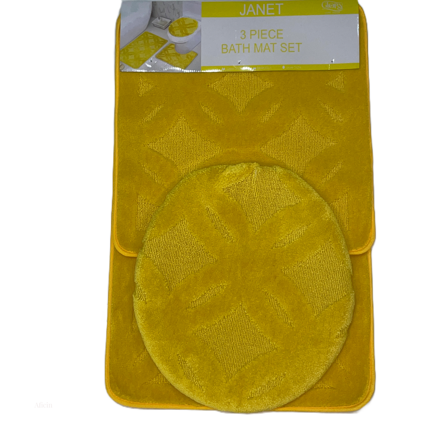 Soft 3 piece bathroom Mats Rug set Yellow