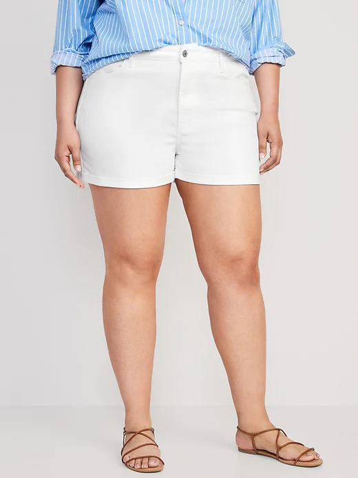 Women's High-Waisted White Jean Shorts 3" inseam