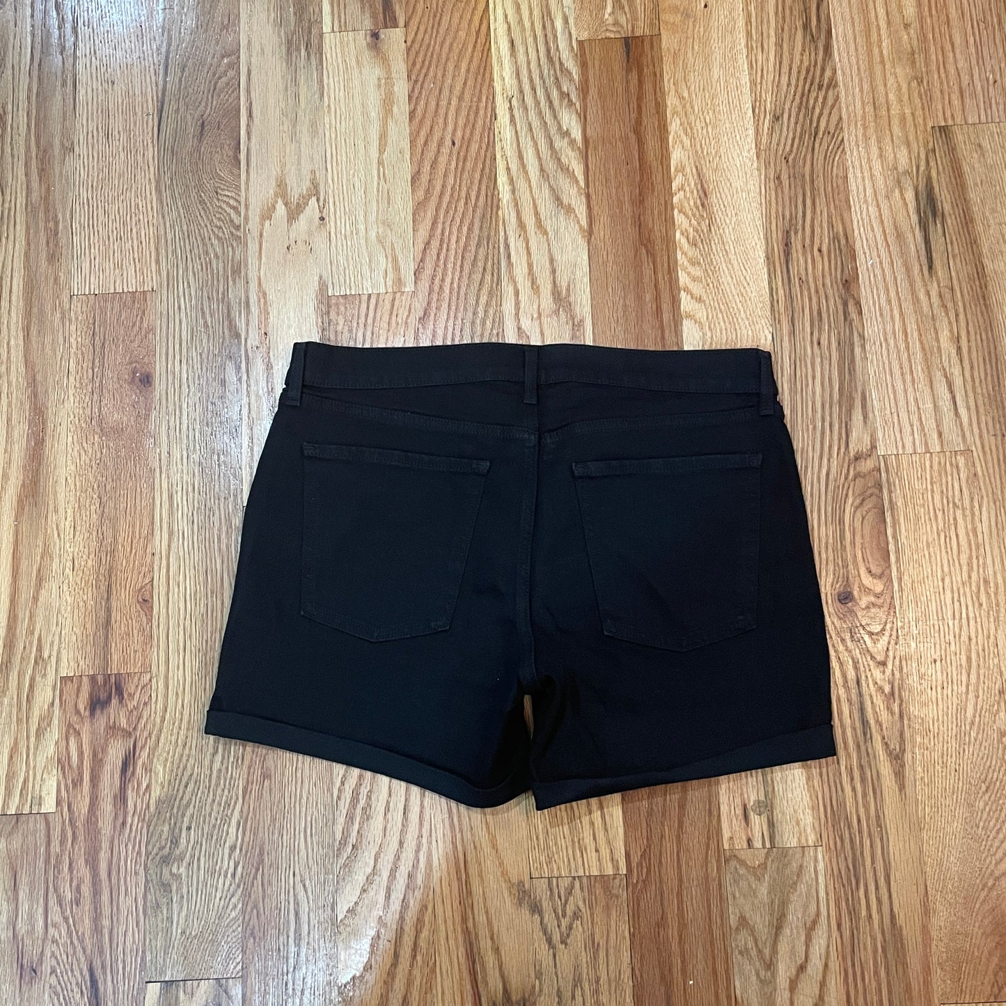 Mid-Rise Wow Black-Wash Jean Shorts for Women -- 5-inch inseam