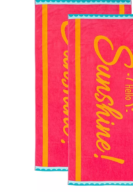 Bright & Colorful 40" W x 72" XL Oversized REVERSIBLE Large Towel Bath Sheets Beach Sunshine Text