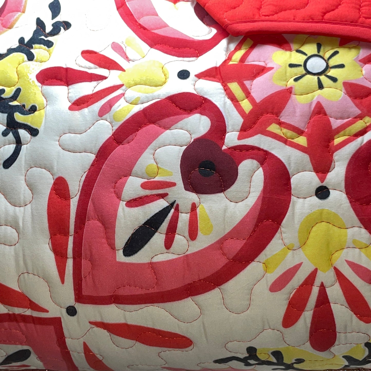 9 Piece Quilt w Sheet Set Medallion Reversible Pattern Print Red KING