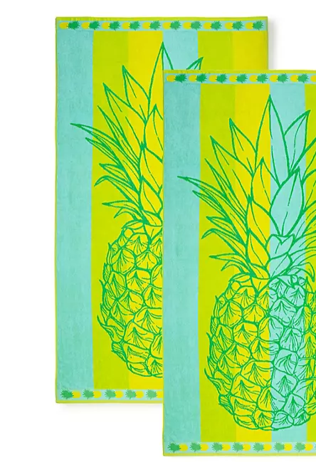 Bright & Colorful 40" W x 72" XL Oversized REVERSIBLE EXTRA-LARGE Towel Bath Sheets Beach Green Pineapple