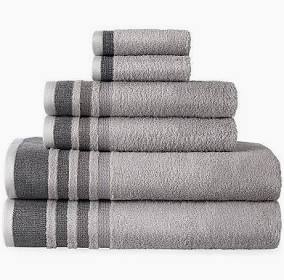 100% cotton Antimicrobial Towel Bath Towels GRAY STRIPE