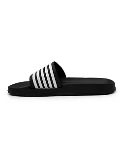 Men's Akademiks Striped Logo Black Slide Slippers