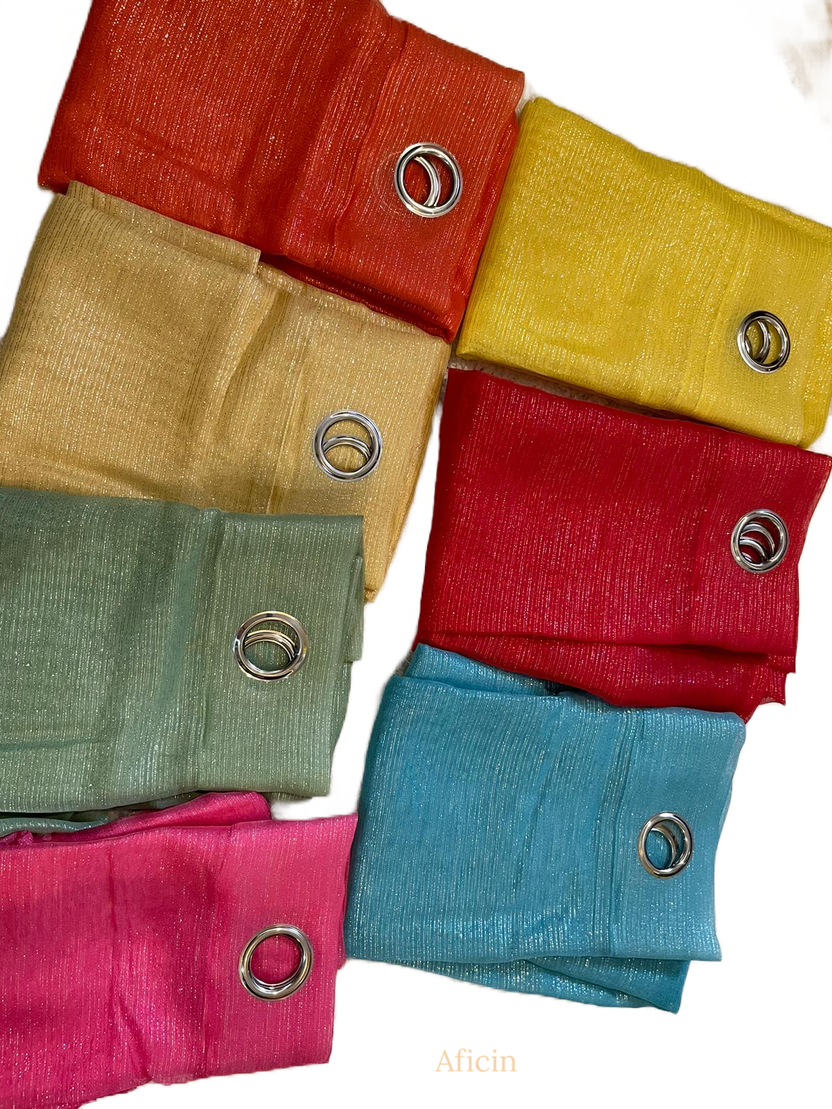 Metallic Sheer Shimmering Lurex Sheer Grommet Window Panel, 54 x 90 Red