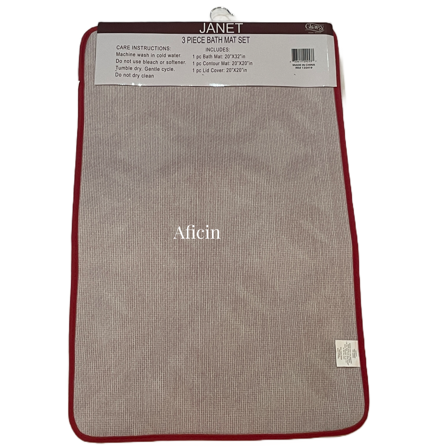 Soft 3 piece bathroom Mats Rug set Burgundy