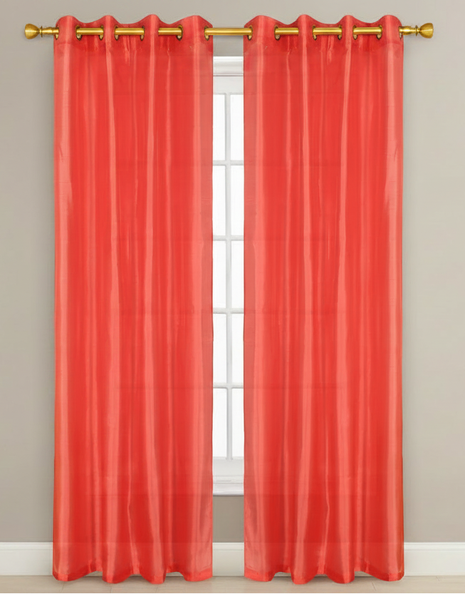 NEW CHRISTINA CORAL Semi Sheer Faux Slik Solid Panel
