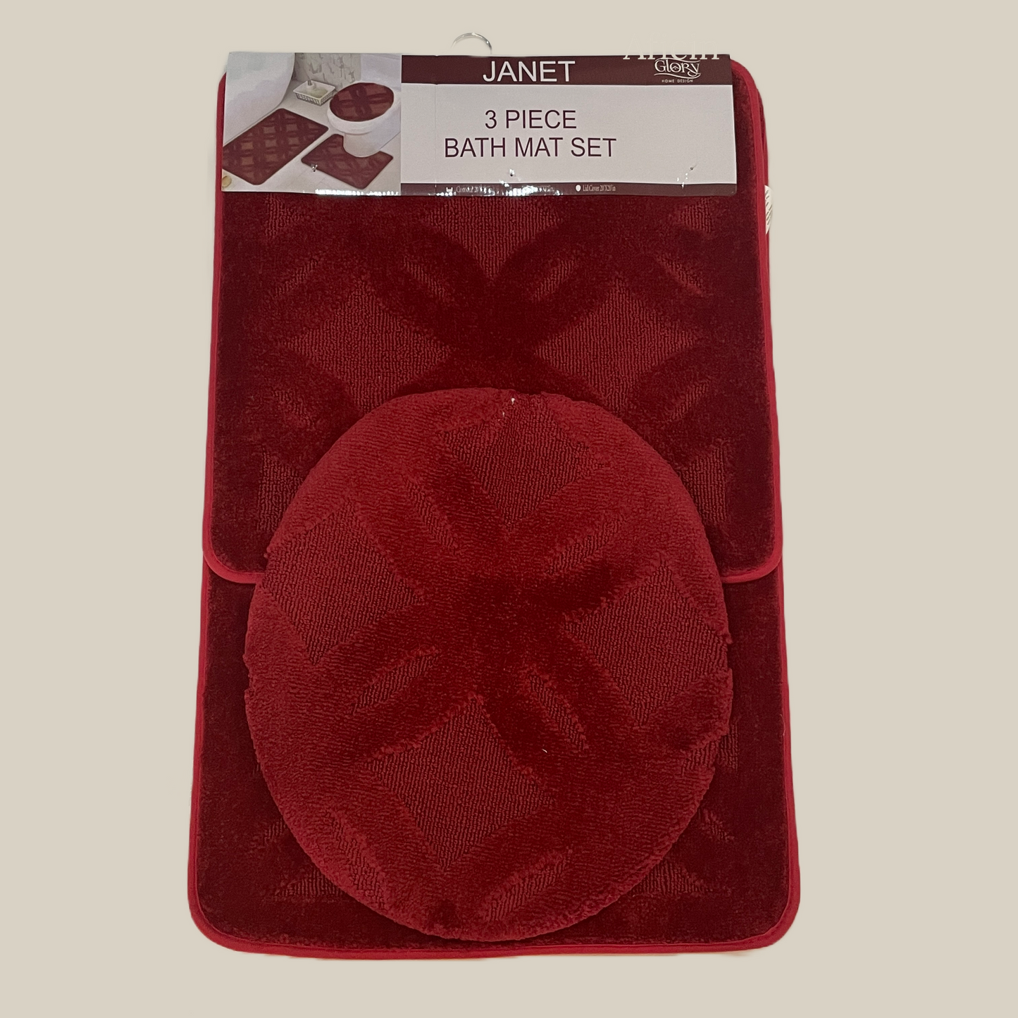 Soft 3 piece bathroom Mats Rug set Burgundy