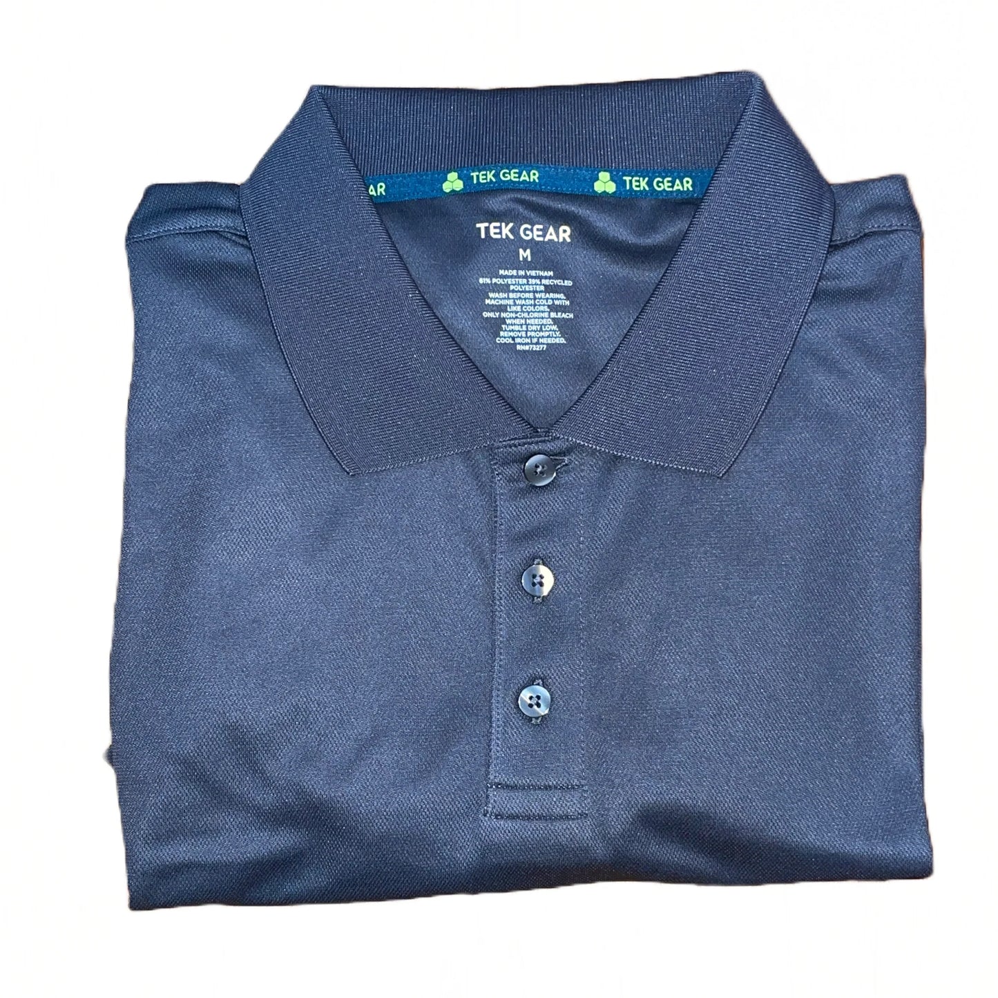 Men's Long Sleeve Polo Polyester Dress Shirt Navy Blue