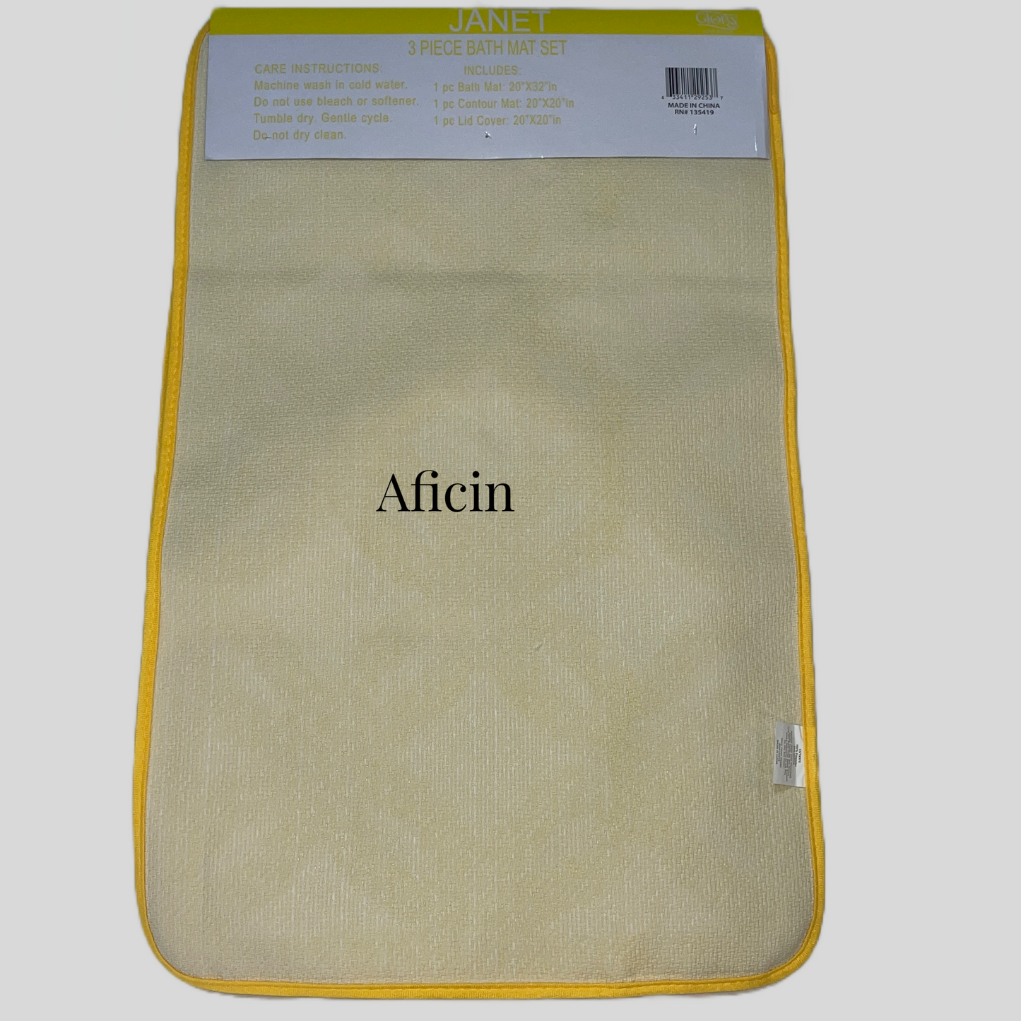 Soft 3 piece bathroom Mats Rug set Yellow