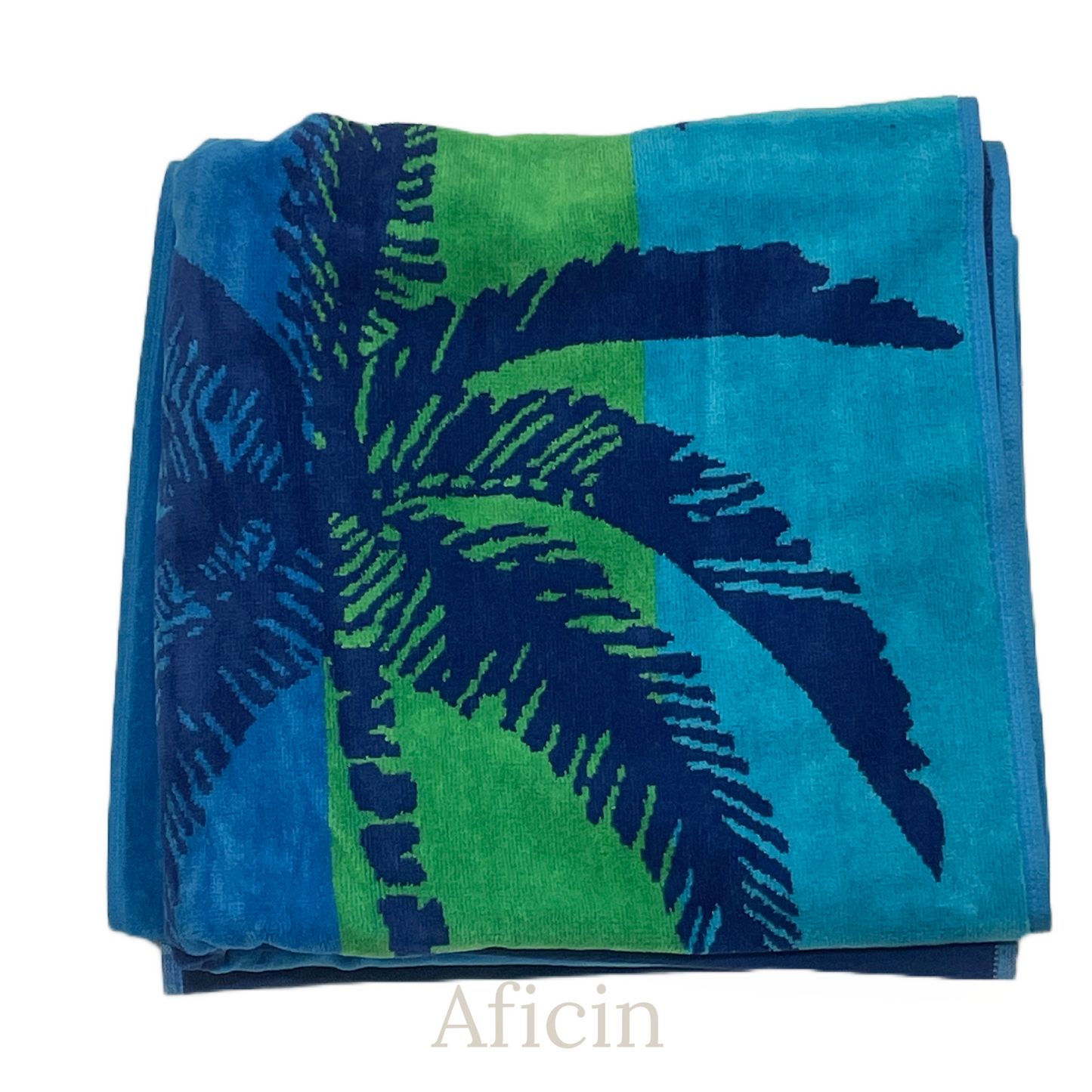 Bright & Colorful 40" W x 72" XL Oversized REVERSIBLE EXTRA-LARGE Towel Bath Sheets Beach Blue Palm
